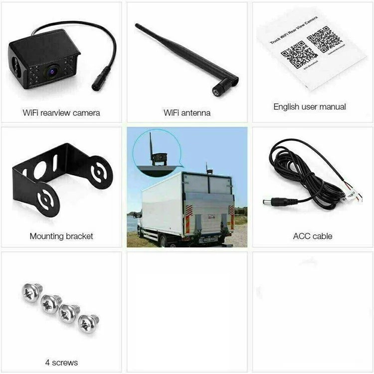 W105 Per Veicolo Telecamera di Retromarcia Wireless 18 LED Visione Notturna HD 1080P IP67 Impermeabile Ampio Angolo WiFi Cam