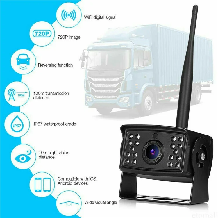W105 Per Veicolo Telecamera di Retromarcia Wireless 18 LED Visione Notturna HD 1080P IP67 Impermeabile Ampio Angolo WiFi Cam