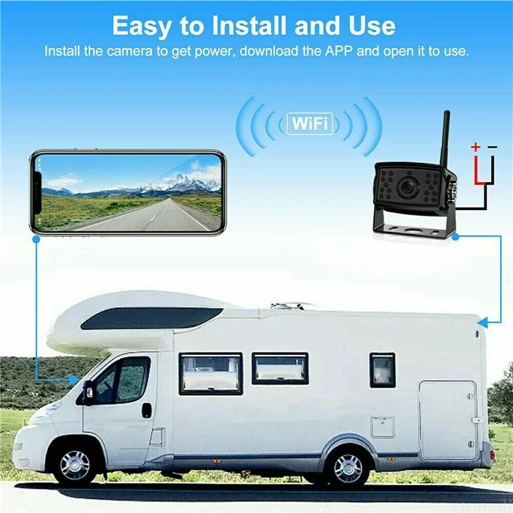 W105 Per Veicolo Telecamera di Retromarcia Wireless 18 LED Visione Notturna HD 1080P IP67 Impermeabile Ampio Angolo WiFi Cam