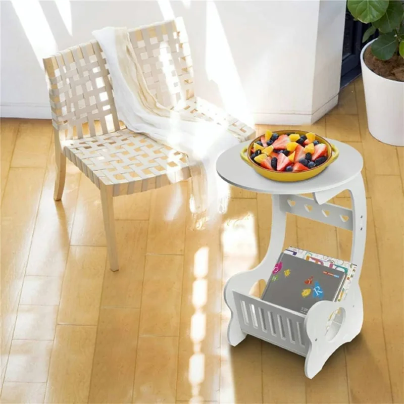 33 x 30 x 60cm Mini Round Side Table Nightstand End Table for Living Room Bedroom Space Saving