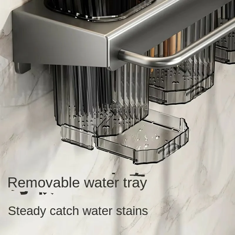 30cm Kitchen Organizer Rack Wall Mounted Spice Holder Knife Storage Towel Bar Multifunction Shelf - Tarnish