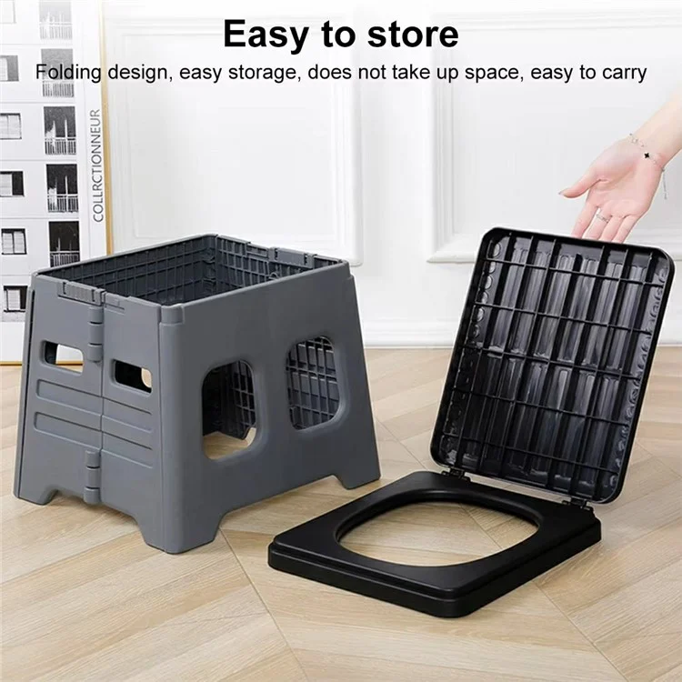Sedile WC pieghevole portatile per viaggi in auto Risparmio di spazio Sedia da campeggio all'aperto con coperchio - Grigio