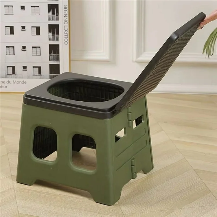 Sedile WC pieghevole portatile per viaggi in auto Risparmio di spazio Sedia da campeggio all'aperto con coperchio - Grigio