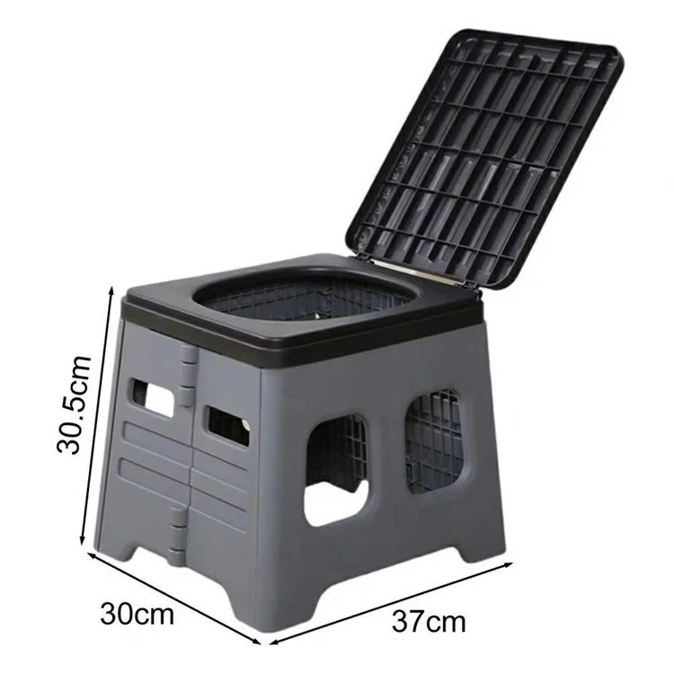 Sedile WC pieghevole portatile per viaggi in auto Risparmio di spazio Sedia da campeggio all'aperto con coperchio - Grigio