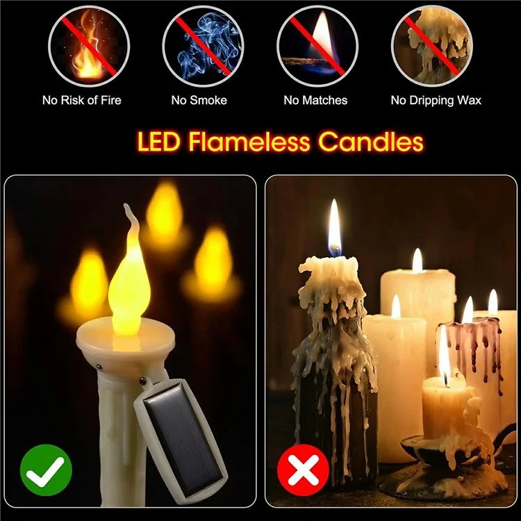 4 Peças de Luzes de Vela Solar para Exterior LED Lâmpadas de Estaca para Jardim Decoração de Halloween para Gramado / Pátio / Quintal