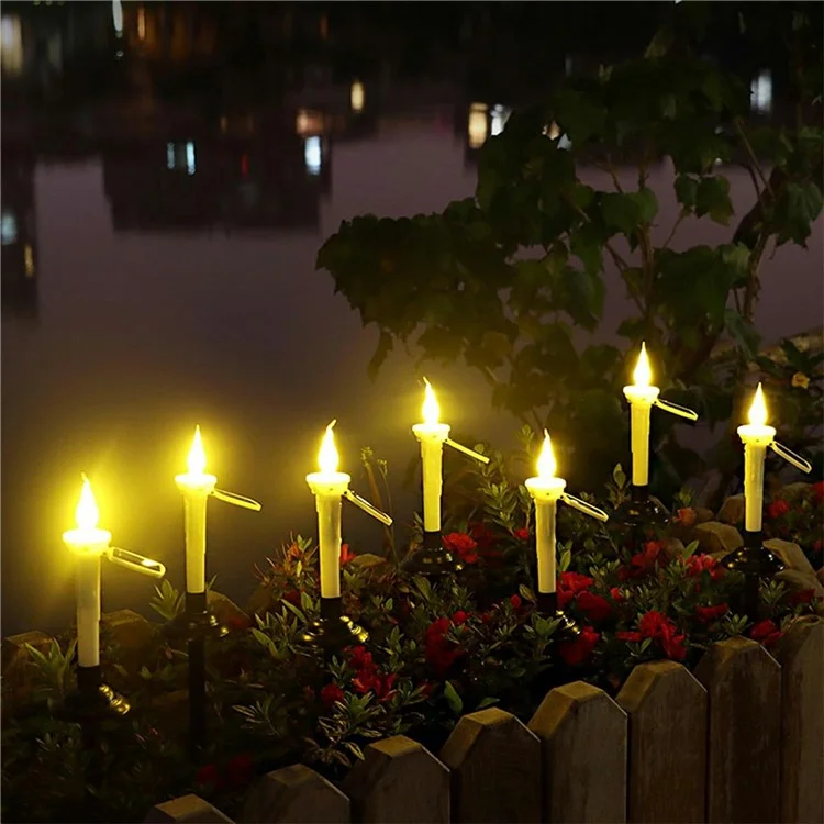 4 Peças de Luzes de Vela Solar para Exterior LED Lâmpadas de Estaca para Jardim Decoração de Halloween para Gramado / Pátio / Quintal