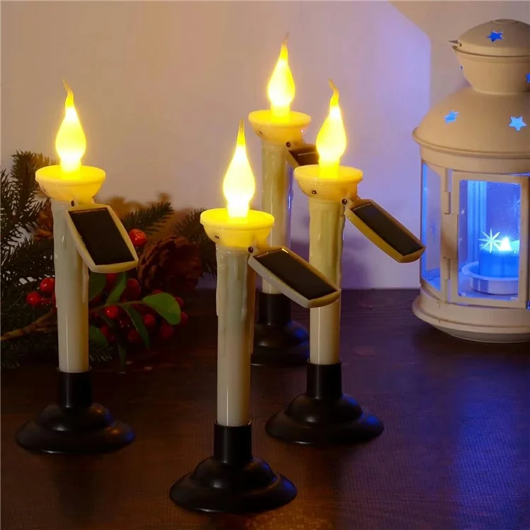 4 Peças de Luzes de Vela Solar para Exterior LED Lâmpadas de Estaca para Jardim Decoração de Halloween para Gramado / Pátio / Quintal