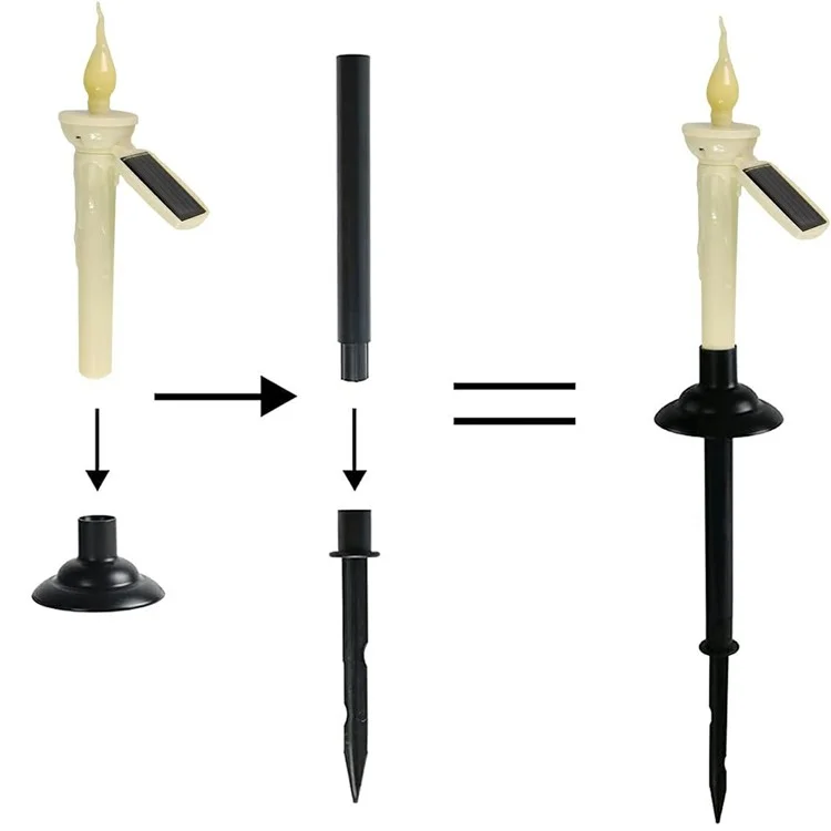 4 Peças de Luzes de Vela Solar para Exterior LED Lâmpadas de Estaca para Jardim Decoração de Halloween para Gramado / Pátio / Quintal