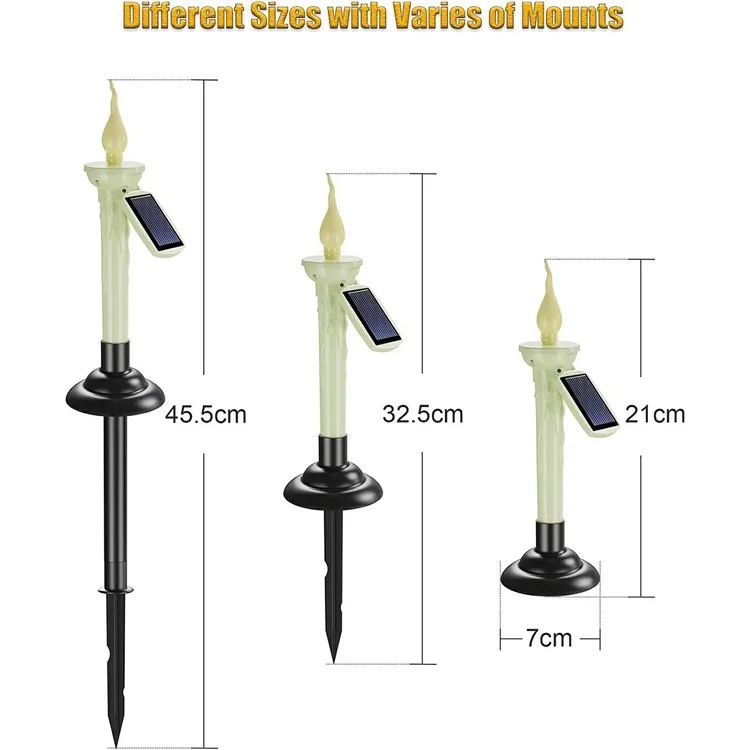 4 Peças de Luzes de Vela Solar para Exterior LED Lâmpadas de Estaca para Jardim Decoração de Halloween para Gramado / Pátio / Quintal