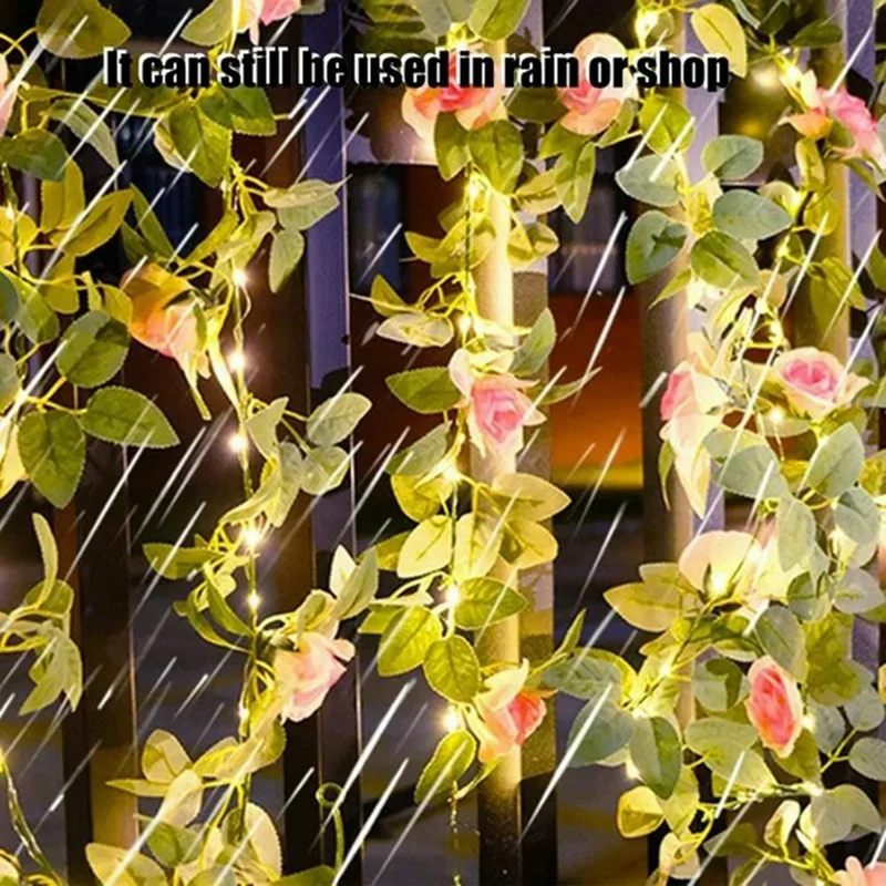 2m 20 LED Solar Powered Rose String Light 8 Modes Outdoor Garden Landscape Decorative Lamp