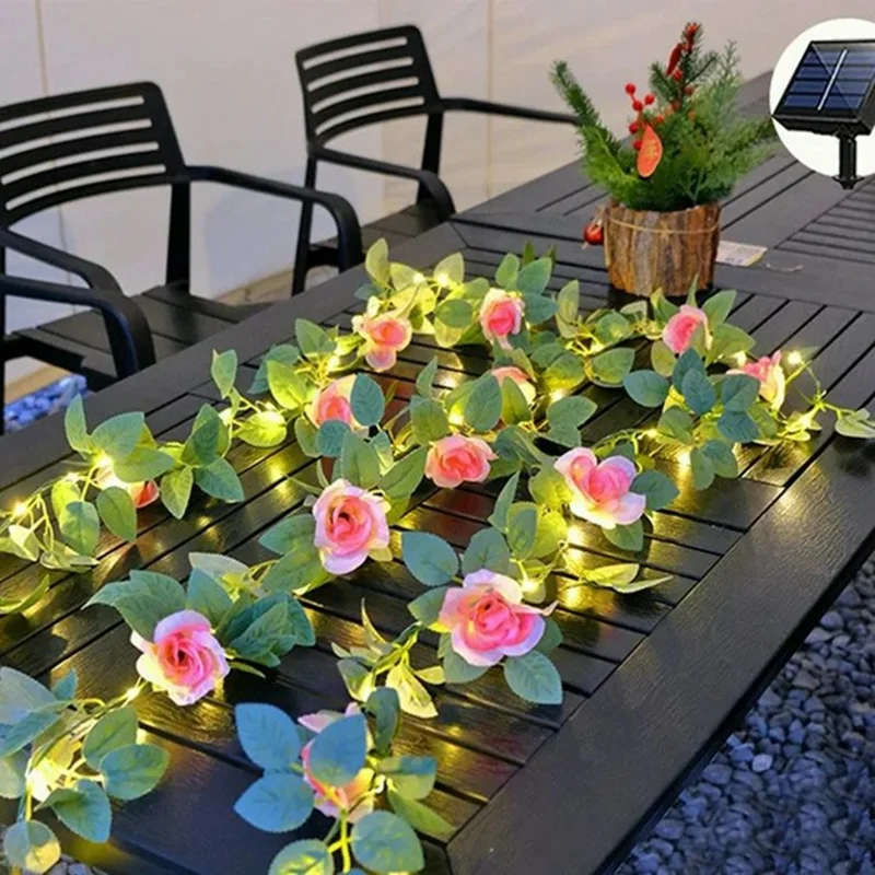 2m 20 LED Solar Powered Rose String Light 8 Modes Outdoor Garden Landscape Decorative Lamp
