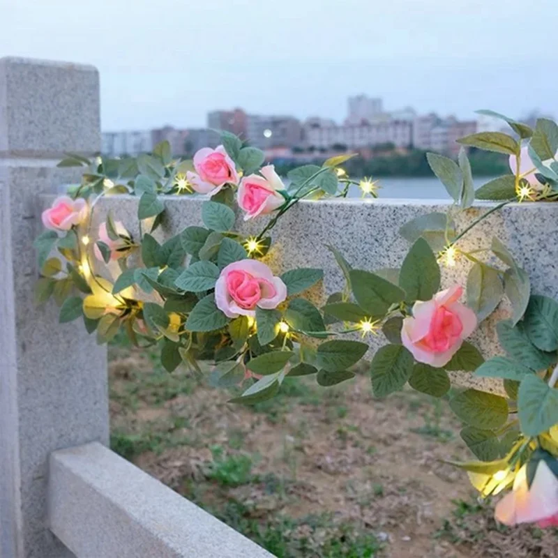 2m 20 LED Solar Powered Rose String Light 8 Modes Outdoor Garden Landscape Decorative Lamp