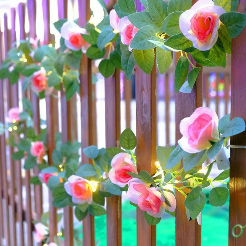 2m 20 LED Solar Powered Rose String Light 8 Modes Outdoor Garden Landscape Decorative Lamp