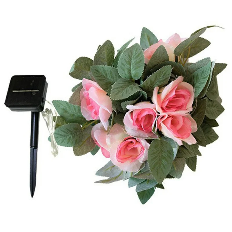 10m 100 LED Solar Powered Rose String Light 8 Modes Outdoor Garden Landscape Decorative Lamp