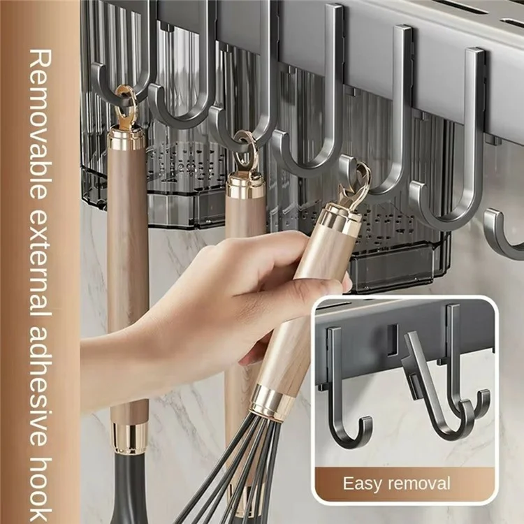 Organisateur de cuisine de 40 cm Support mural pour épices Porte-couteaux Porte-serviettes Étagère multifonction - Anti-ternissement