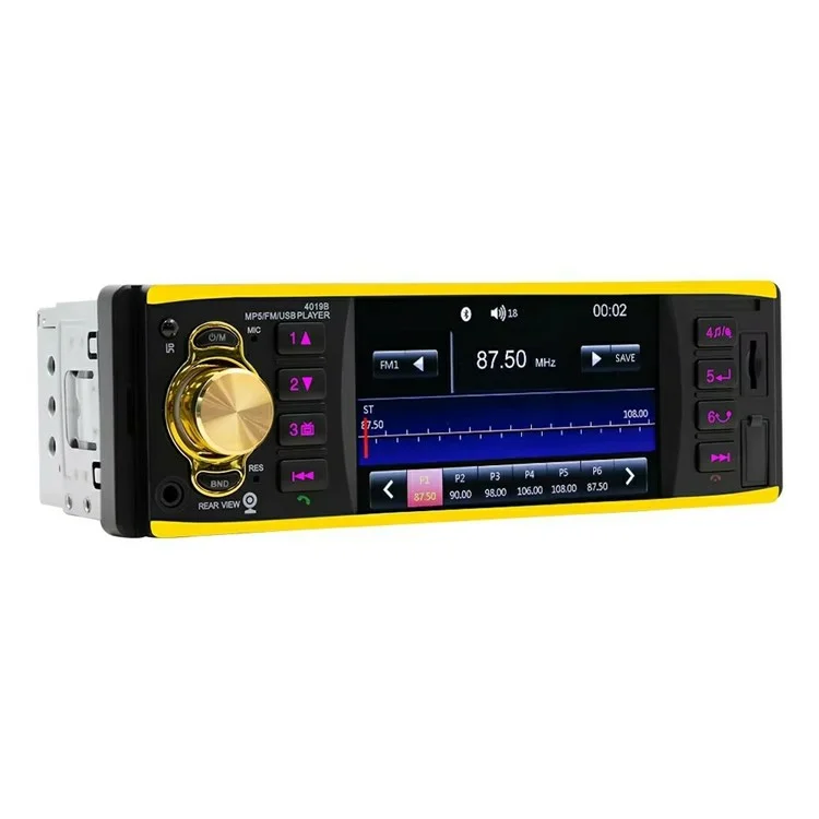 4019B 4.1 Inch IPS HD Screen MP5 Car Radio Bluetooth-Compatible SD AUX USB 7 Color Lights Lossless Audio Multimedia Player