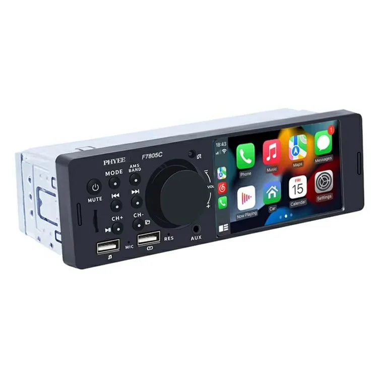 F7805C Wired CarPlay 4.1 Inch Touch Screen MP5 Car Radio Bluetooth-Compatible SD AUX USB 7 Color Lights Multimedia Player