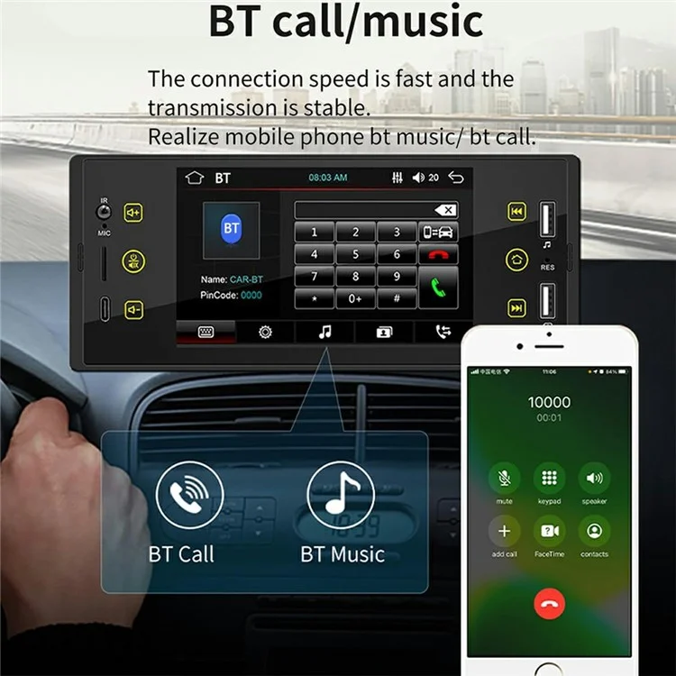 SW-150 5 Inch Touch Screen FM Radio MP5 Lossless Audio Bluetooth-Compatible Car Multimedia Player