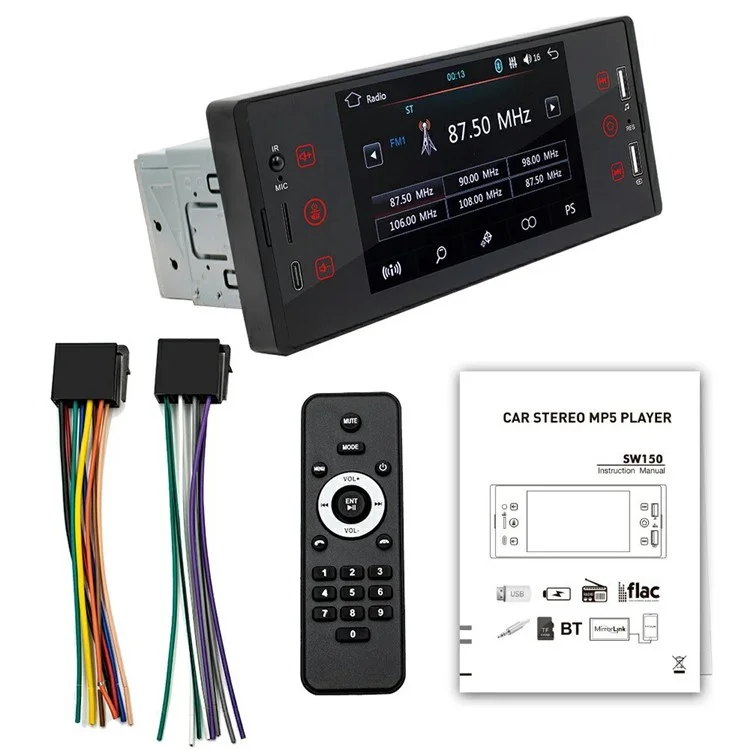 SW-150 5 Inch Touch Screen FM Radio MP5 Lossless Audio Bluetooth-Compatible Car Multimedia Player