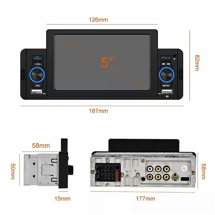 SW-151C Wired CarPlay 5 Inch Touch Screen MP5 Car Radio Bluetooth-Compatible Multimedia Player