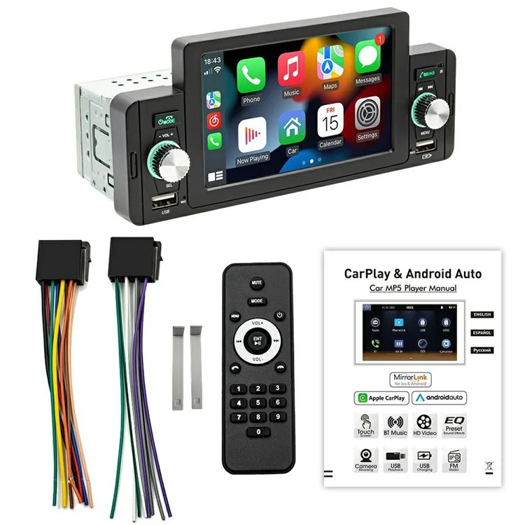 SW-151C Wired CarPlay 5 Inch Touch Screen MP5 Car Radio Bluetooth-Compatible Multimedia Player