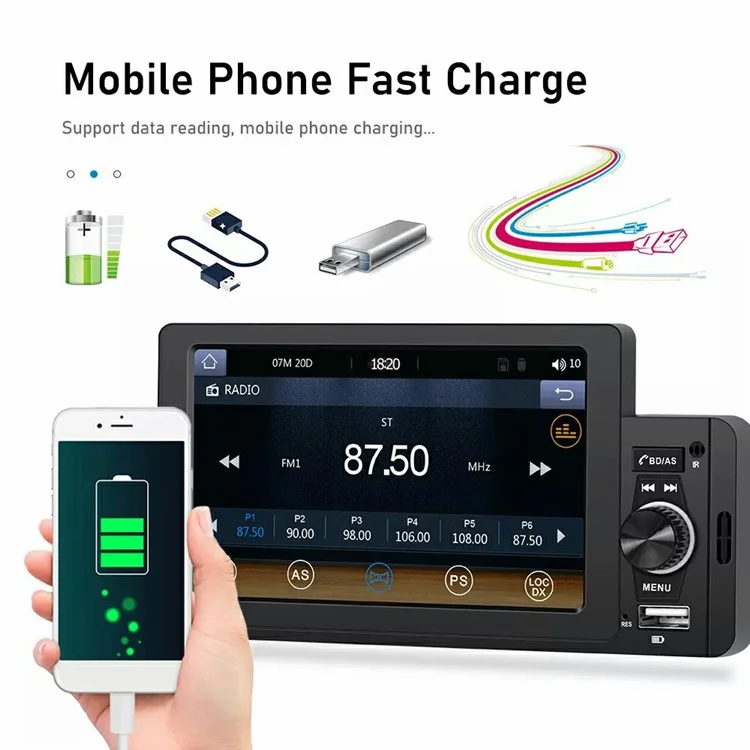 SW-151C Wired CarPlay 5 Inch Touch Screen MP5 Car Radio Bluetooth-Compatible Multimedia Player