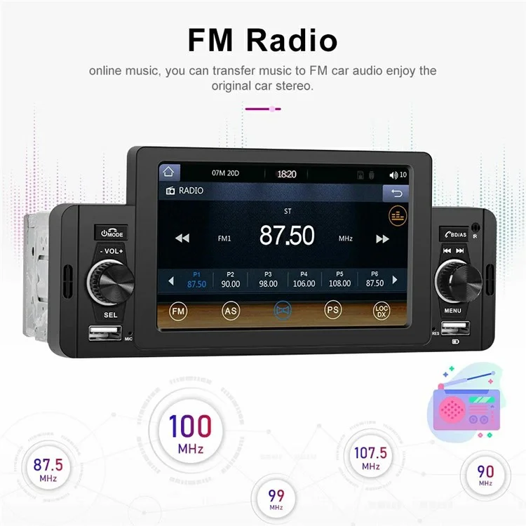 SW-151C Wired CarPlay 5 Inch Touch Screen MP5 Car Radio Bluetooth-Compatible Multimedia Player