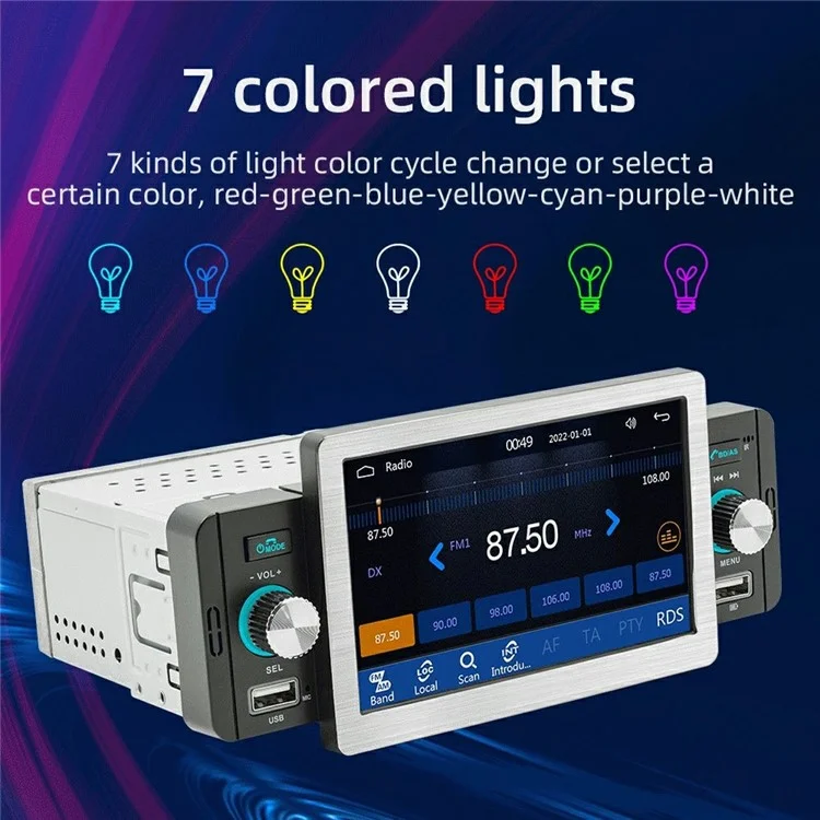158C Wired CarPlay 5 Inch Touch Screen MP5 Player Radio Bluetooth-Compatible Car Multimedia Player