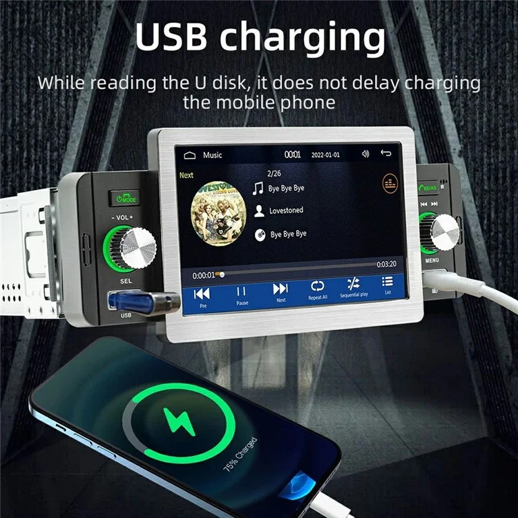 158C Wired CarPlay 5 Inch Touch Screen MP5 Player Radio Bluetooth-Compatible Car Multimedia Player
