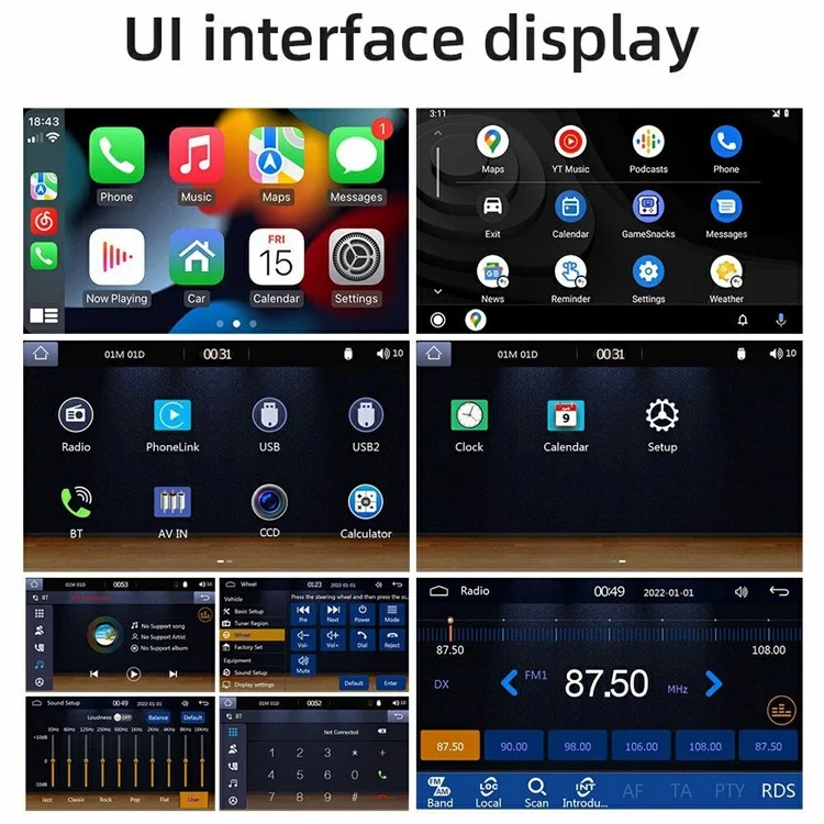 158C Wired CarPlay 5 Inch Touch Screen MP5 Player Radio Bluetooth-Compatible Car Multimedia Player