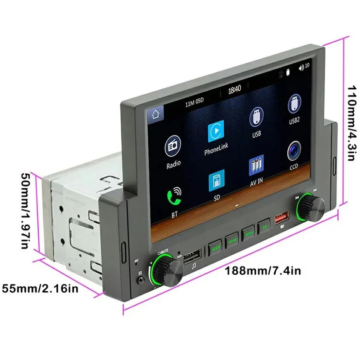 F170W Wireless CarPlay Android Auto 6.2 Inch Touchscreen MP5 Car Radio Bluetooth-Compatible Multimedia Player