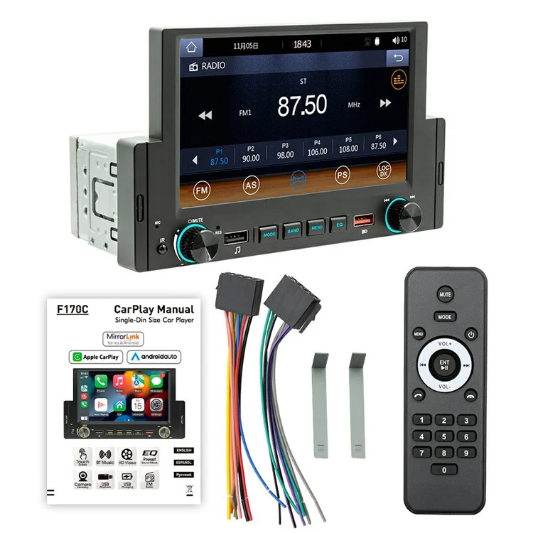 F170W Wireless CarPlay Android Auto 6.2 Inch Touchscreen MP5 Car Radio Bluetooth-Compatible Multimedia Player