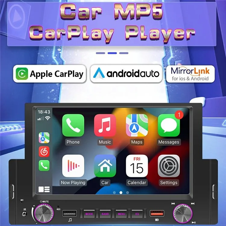 F170W Wireless CarPlay Android Auto 6.2 Inch Touchscreen MP5 Car Radio Bluetooth-Compatible Multimedia Player