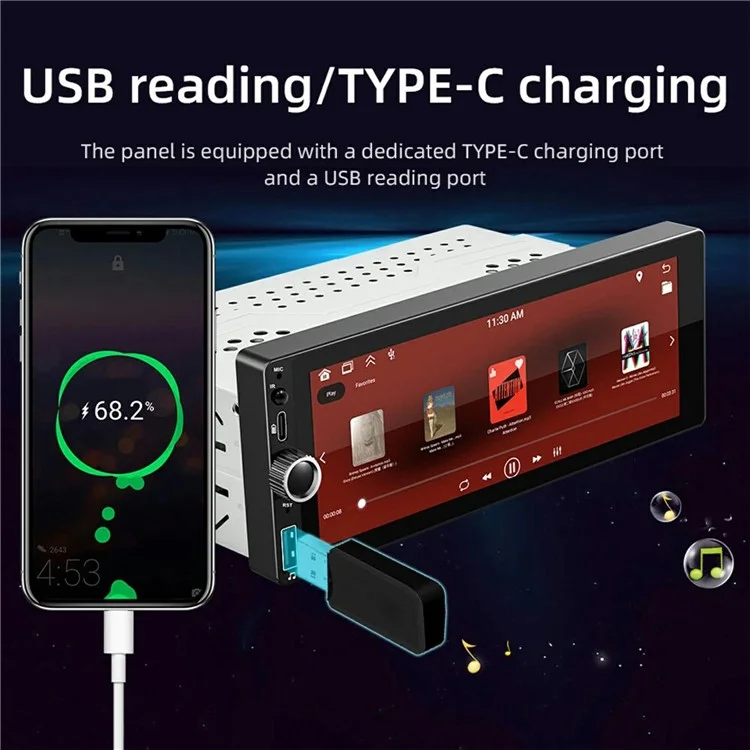 F6021W 6.86 Inch Wireless CarPlay Android Auto MP5 Player Car HD Backup Camera Navigation System