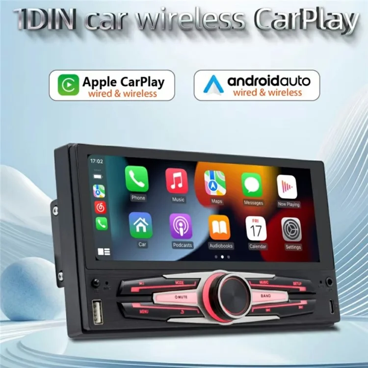 F6051C 6.86 Inch Wireless CarPlay Android Auto Car MP5 Multimedia Player Display