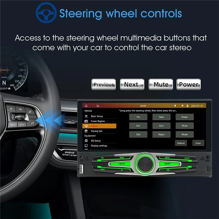 F6051C 6.86 Inch Wireless CarPlay Android Auto Car MP5 Multimedia Player Display