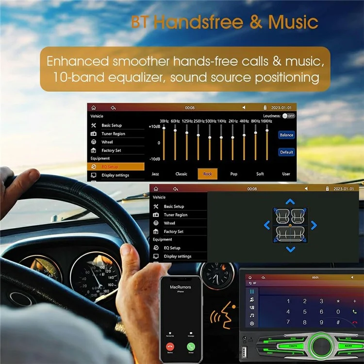 F6051C 6.86 Inch Wireless CarPlay Android Auto Car MP5 Multimedia Player Display