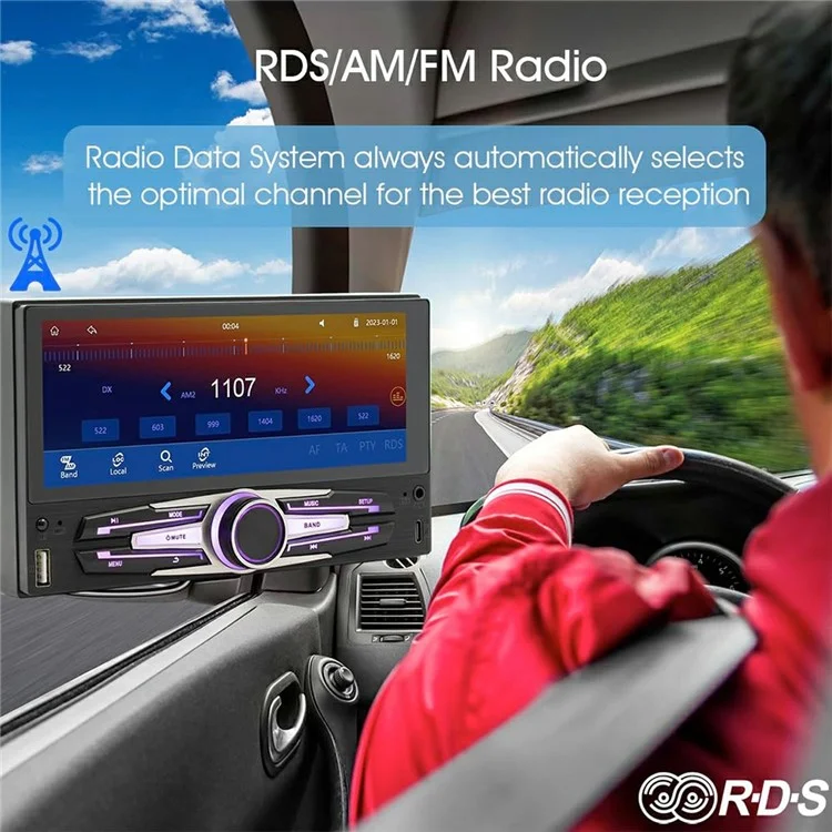 F6051C 6.86 Inch Wireless CarPlay Android Auto Car MP5 Multimedia Player Display