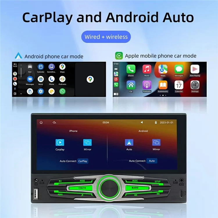 F6051C 6.86 Inch Wireless CarPlay Android Auto Car MP5 Multimedia Player Display