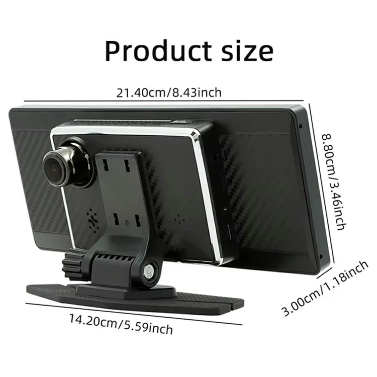 V5312 8.1 Inch Portable Wireless CarPlay AHD Dash Cam Car Navigation Front and Rear Recording Camera