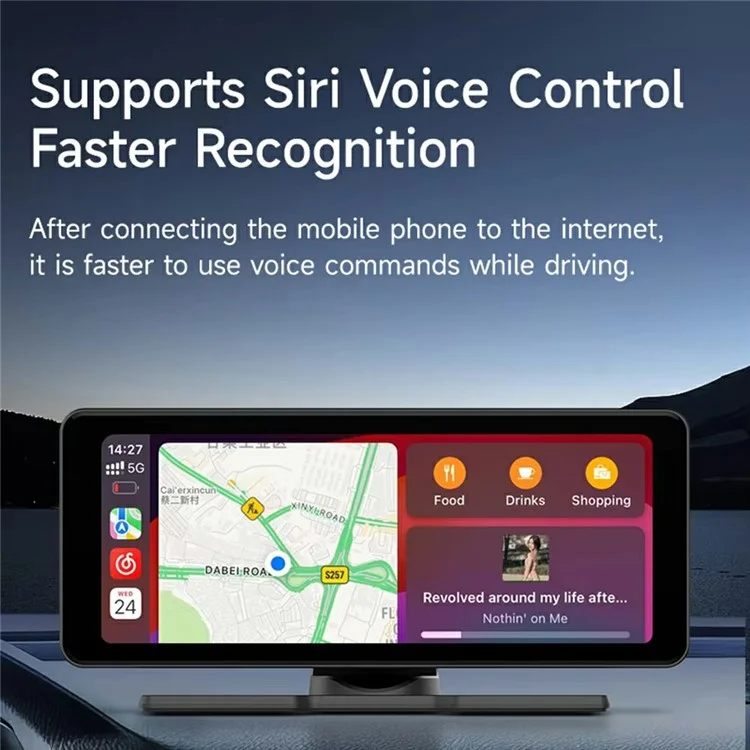 V5312 8.1 Inch Portable Wireless CarPlay AHD Dash Cam Car Navigation Front and Rear Recording Camera