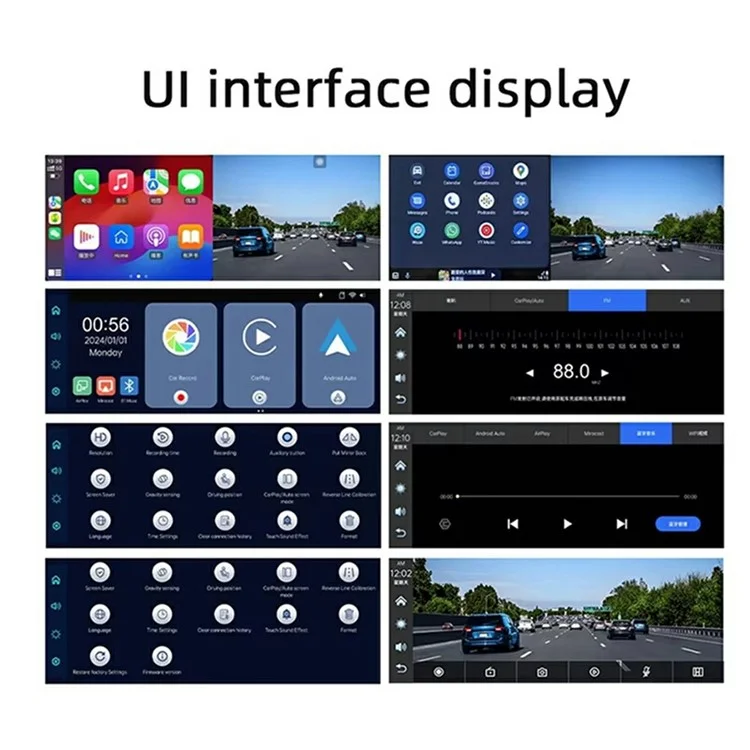 V5312 8.1 Inch Portable Wireless CarPlay AHD Dash Cam Car Navigation Front and Rear Recording Camera