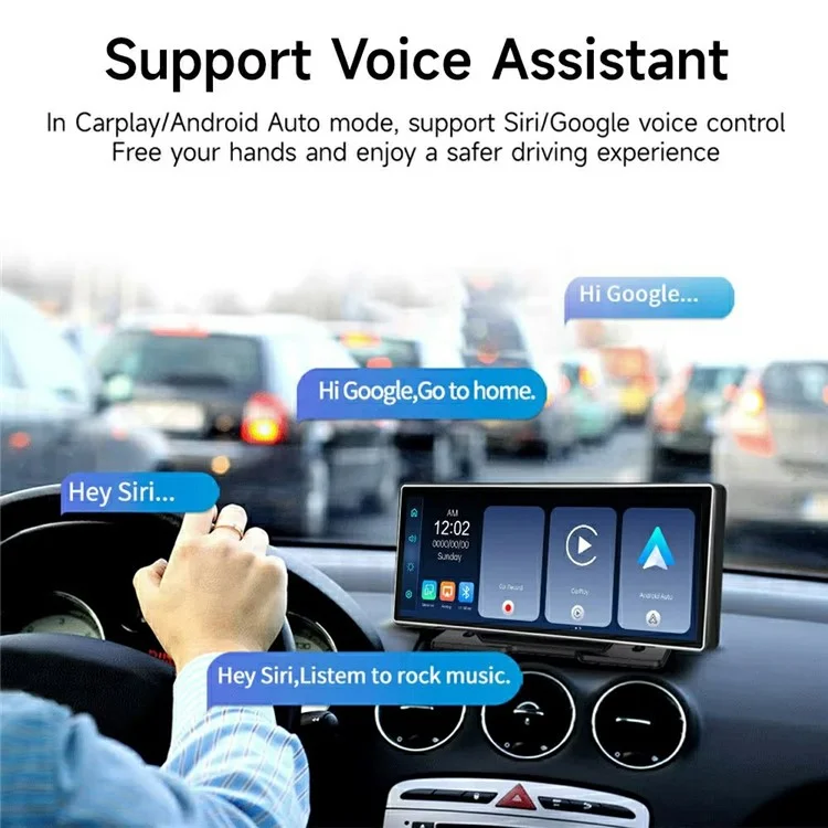 V5311 10.26 Inch AHD Portable Wireless CarPlay Dash Cam Front / Rear Dual Recording Car Navigation System