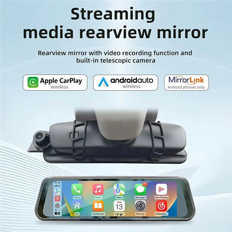 B5319R Carplay Espejo retrovisor compatible con Bluetooth de 9,36 pulgadas Cámara de salpicadero con pantalla grande HD y cámara de retroceso