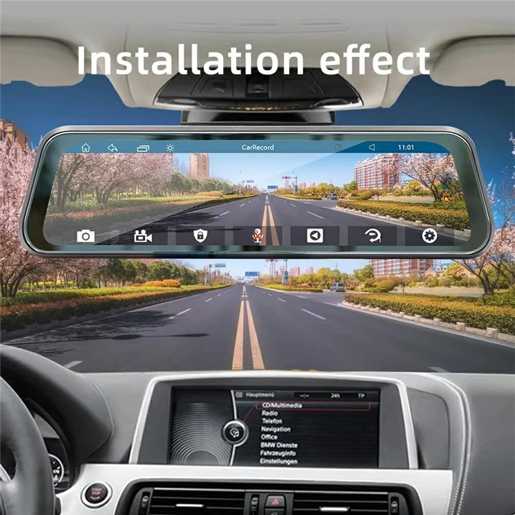B5319R Carplay Espejo retrovisor compatible con Bluetooth de 9,36 pulgadas Cámara de salpicadero con pantalla grande HD y cámara de retroceso