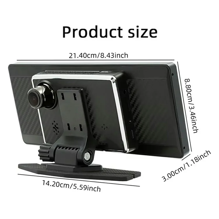 V5312 8.1 Inch Portable Wireless CarPlay AHD Dash Cam Car Navigation Front Recording Driving Recorder