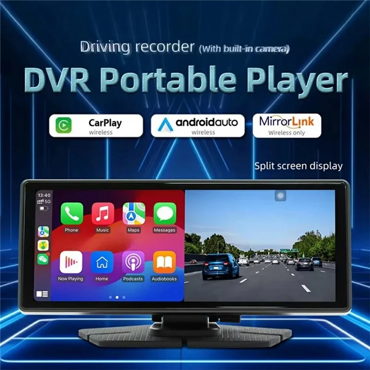 V5312 8.1 Inch Portable Wireless CarPlay AHD Dash Cam Car Navigation Front Recording Driving Recorder