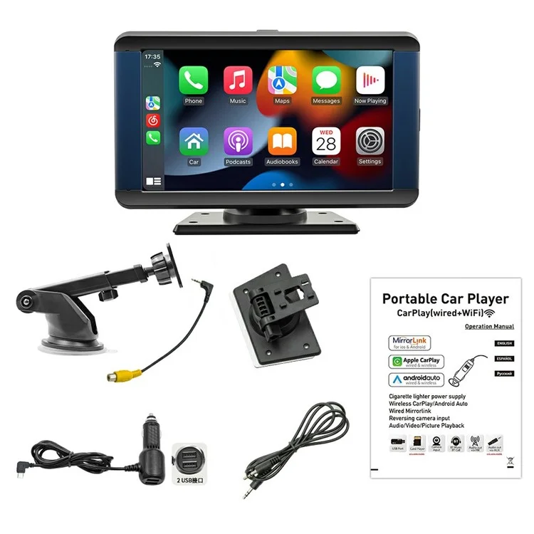10.26 Inch Wireless CarPlay Portable Car MP5 Player Built In Dash Cam Android Auto Bluetooth-Compatible FM Transmitter