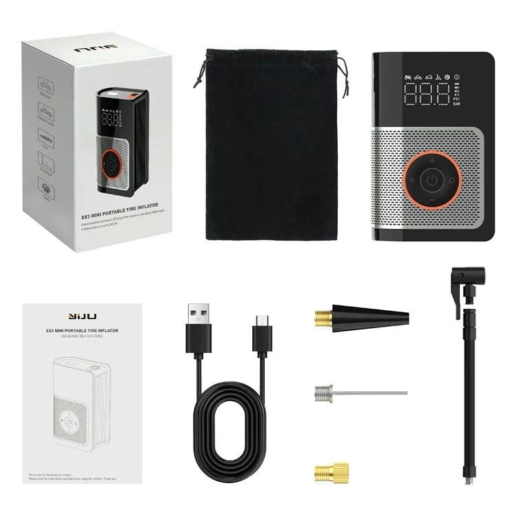 Mini Compressore d'Aria Portatile per Auto con Display Digitale Gonfiatore Pneumatici Wireless Pompa Intelligente con Luce LED