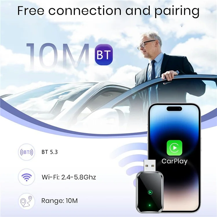 Wireless CarPlay Adapter Android Auto USB Dongle Plug and Play 2 In 1 5G WiFi Smart AI Box